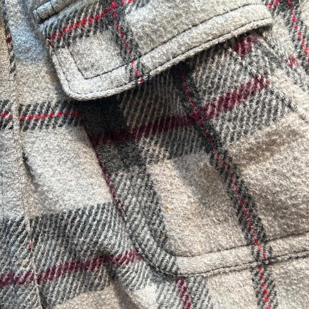 American Eagle Outfitters Grey Plaid Pea Coat - Picture 6 of 6